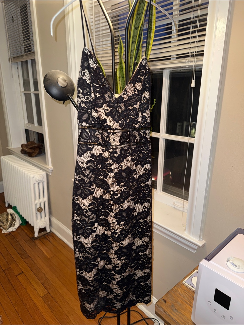 Socialite Black Lace Overlay V-Neck Slip Dress